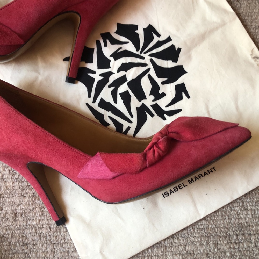 Isabel Marant Framboise Pink Suede Poppy Heels 39 - Picture 3 of 6